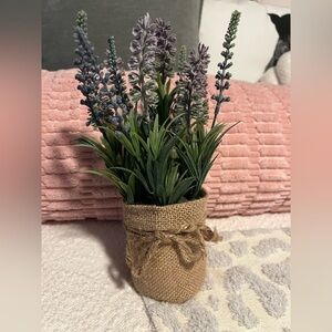 Rustic Lavender Faux Plant in Burlap Pot